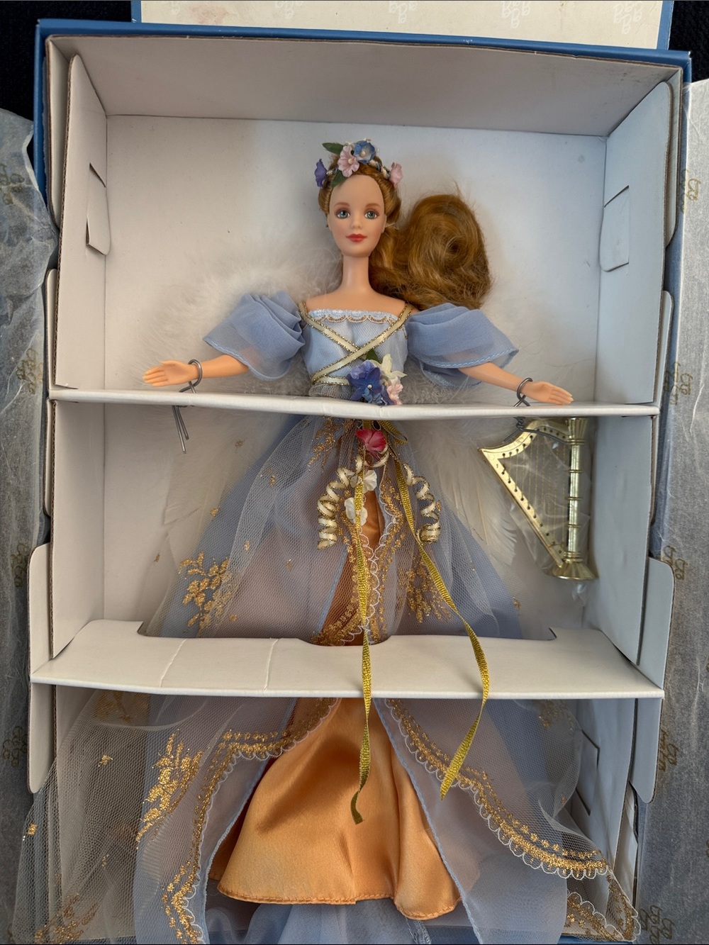 Barbie Harpist Angel Doll in Pale Blue Gown